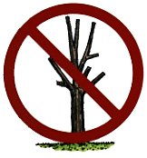 Cartoon of badly trimmed tree